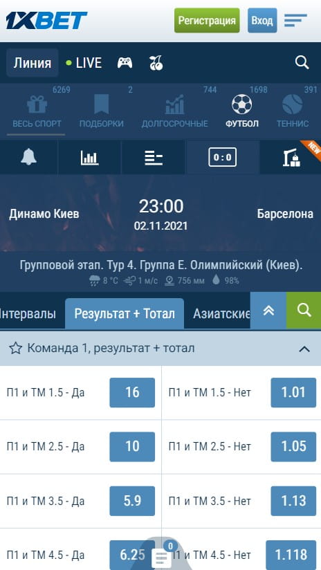 Линия на спорт БК 1хБет