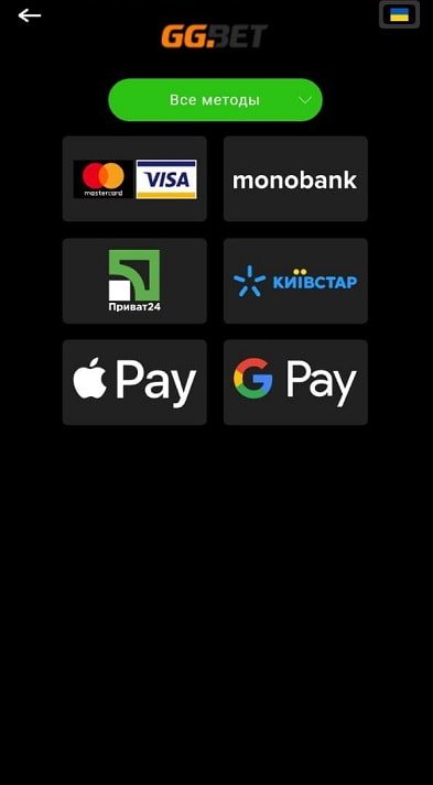 Пополнить счет в GGBet